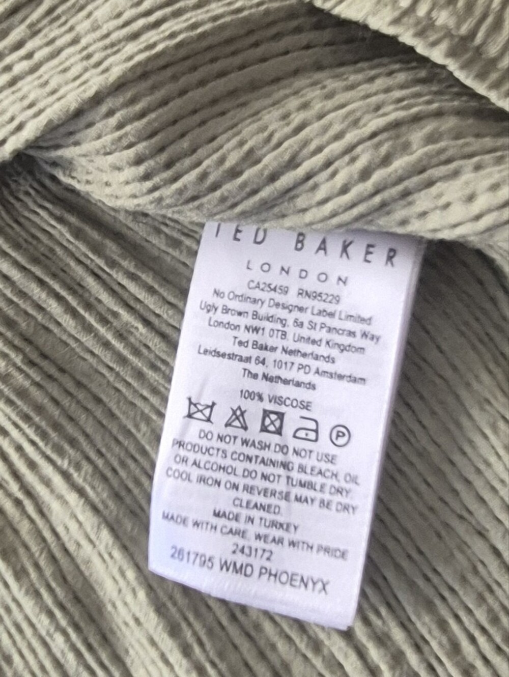 Ted Baker Crinkled Olive-Green Mini Dress - Picture 7 of 8